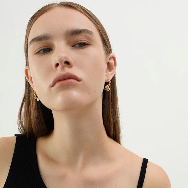 Asymmetrical Molten Pearl Earrings