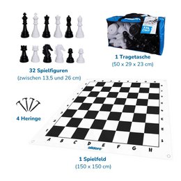 Échecs XXL, terrain de jeu env. 1,50 x 1,50 m, chiffres 13,5–26 cm