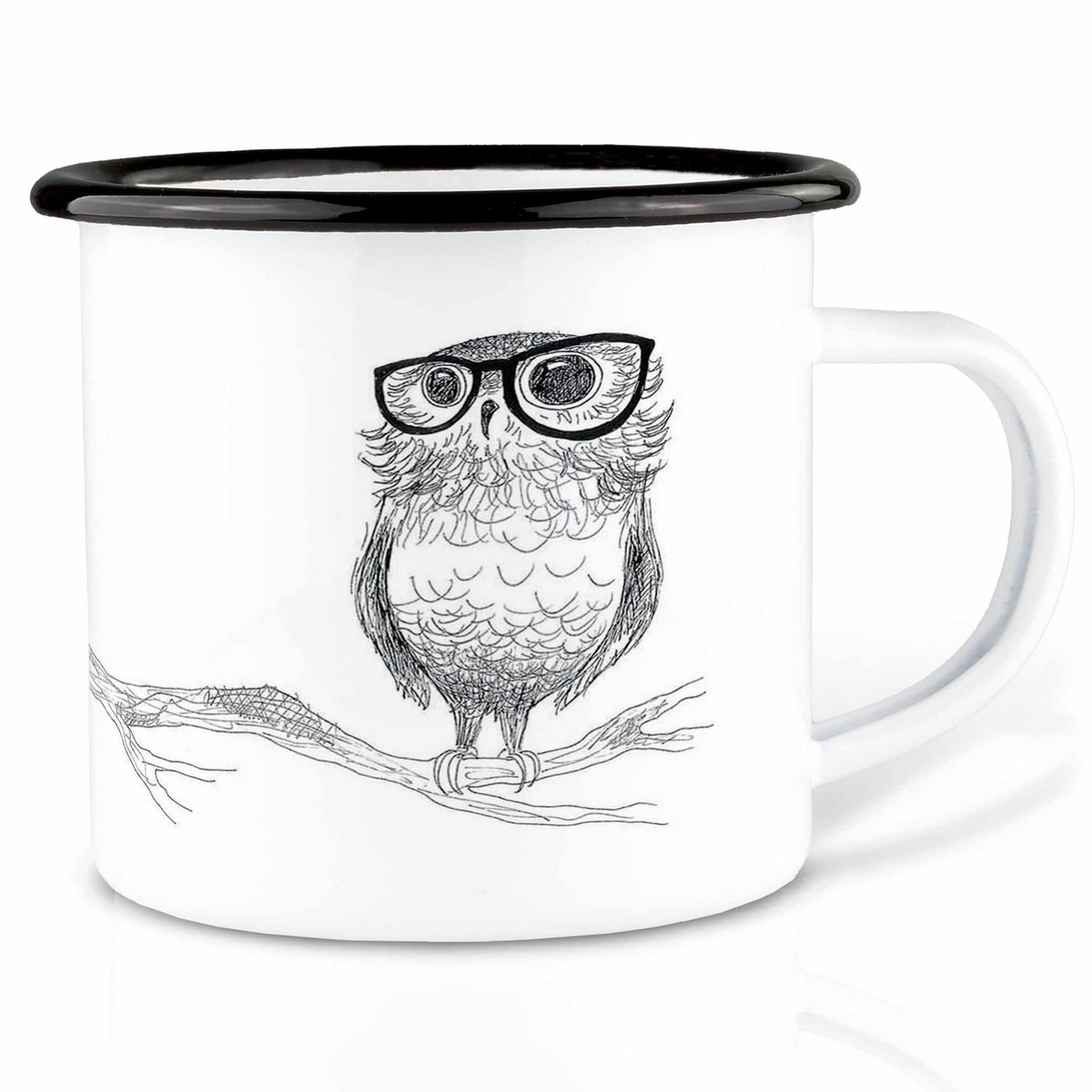 Emailletasse – Brilleneule