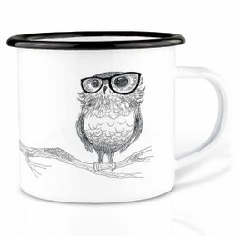 Emailletasse – Brilleneule