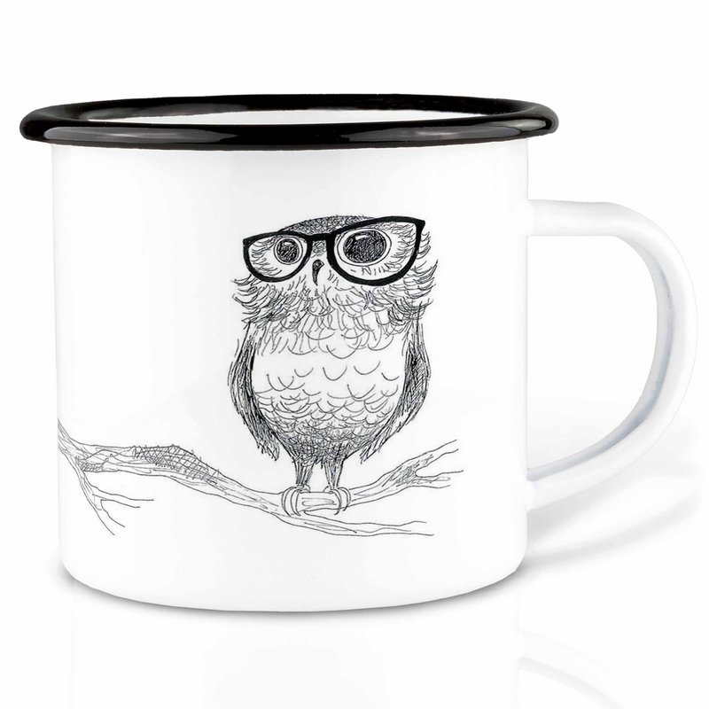 Emailletasse – Brilleneule