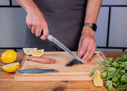 Knife - Flexible fillet knife with bamboo Saya and bamboo box - 200 mm blade