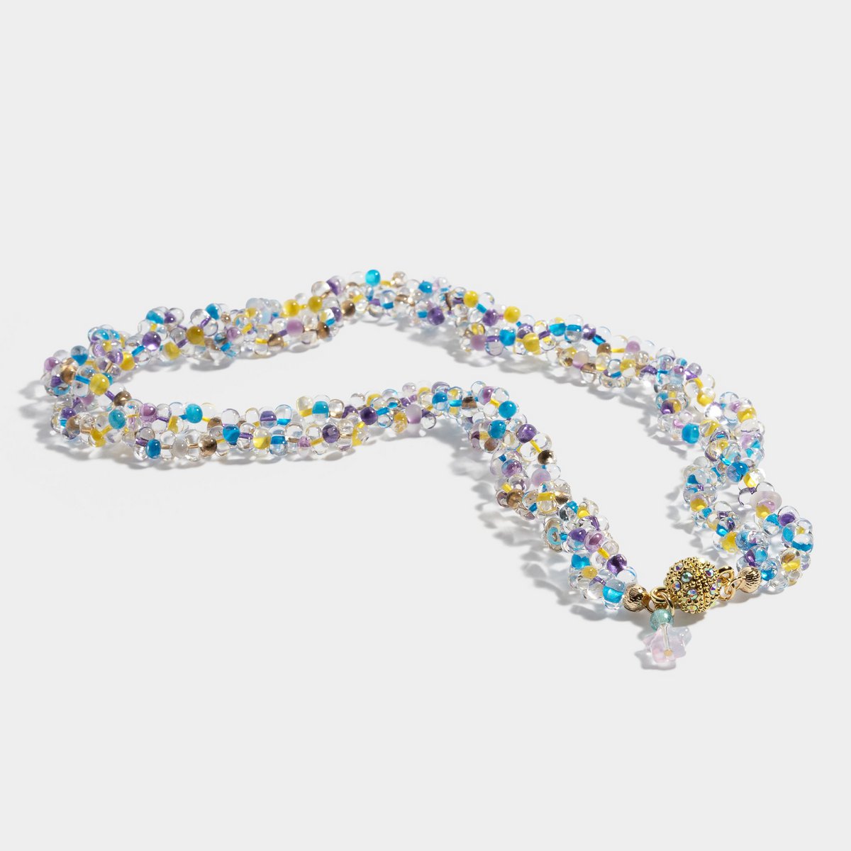 Czech crystal beaded necklace with gold plated magnetic closuere, must-have necklace