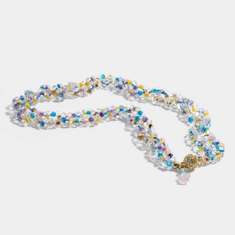 Collier de perles de cristal tchèque avec fermeture magnétique plaquée or, collier incontournable