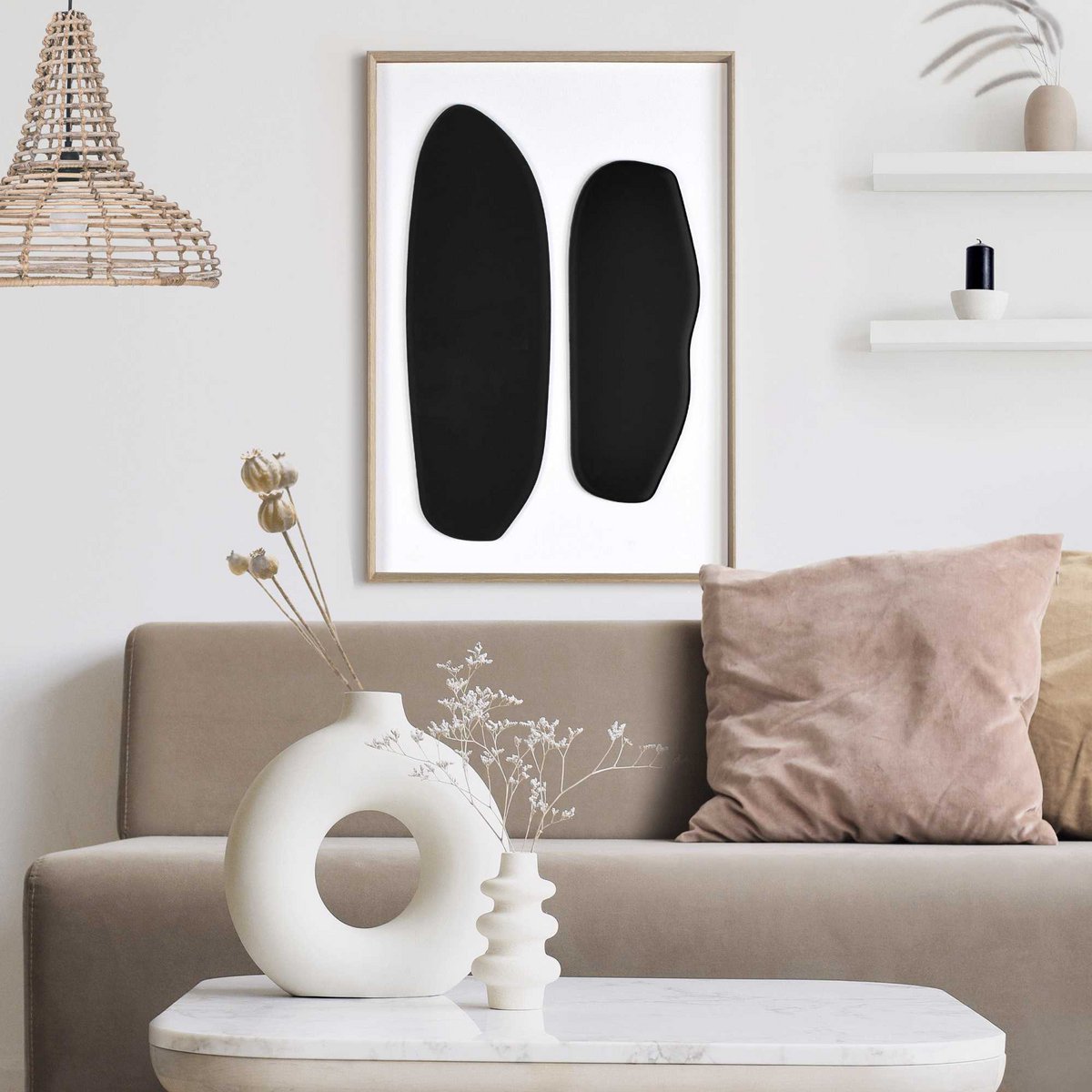 Painting 3D Art Relief Art Black Duo 70x50
