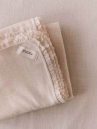 Knit + Muslin Blanket / buttercream + lace