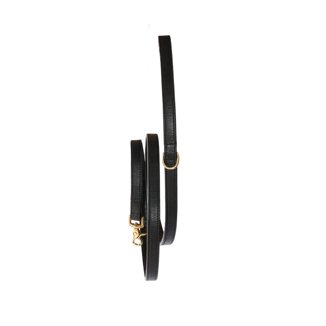 Laisse pour chien finition laiton - Premium - Noir