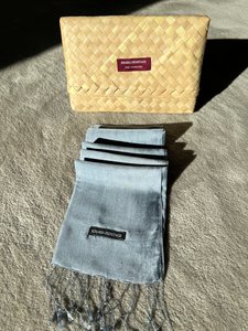 The Steel Grey Organza Silk Krama - Heren