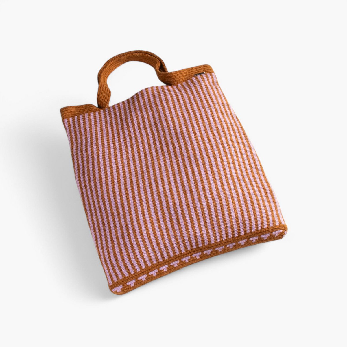 Striped square top handle bag | Ochre
