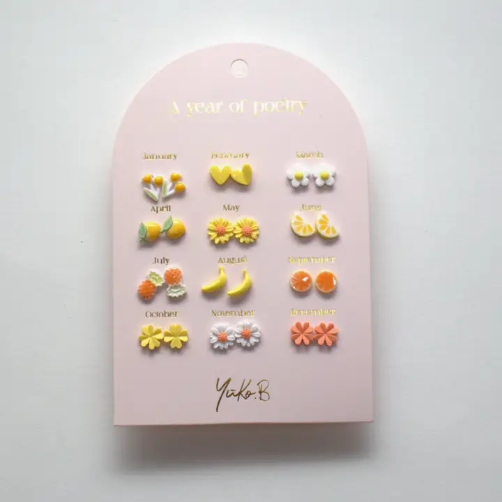 A Year of Yellow Poetry Earrings - English Version