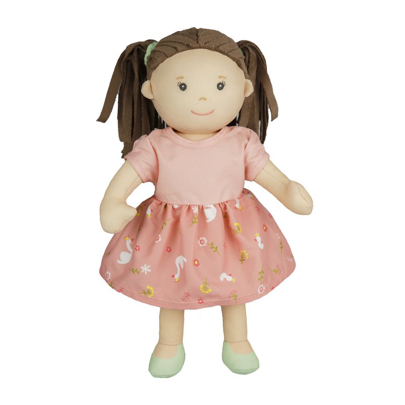 Stof Doll '' Lucie '' med kjole til at sætte på og tage af, 32 cm