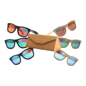 pandoo bamboe zonnebril unisex | gepolariseerd & UV400 | Blauw | Turkoois | Oranje