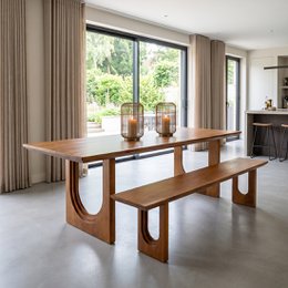 Canapé de salle à manger en bois de manguier chanfreiné Bullnose