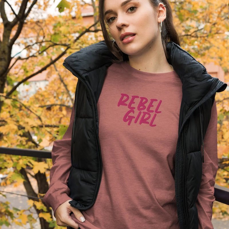 Koszulka Rebel Girl unisex z długim rękawem i haftem