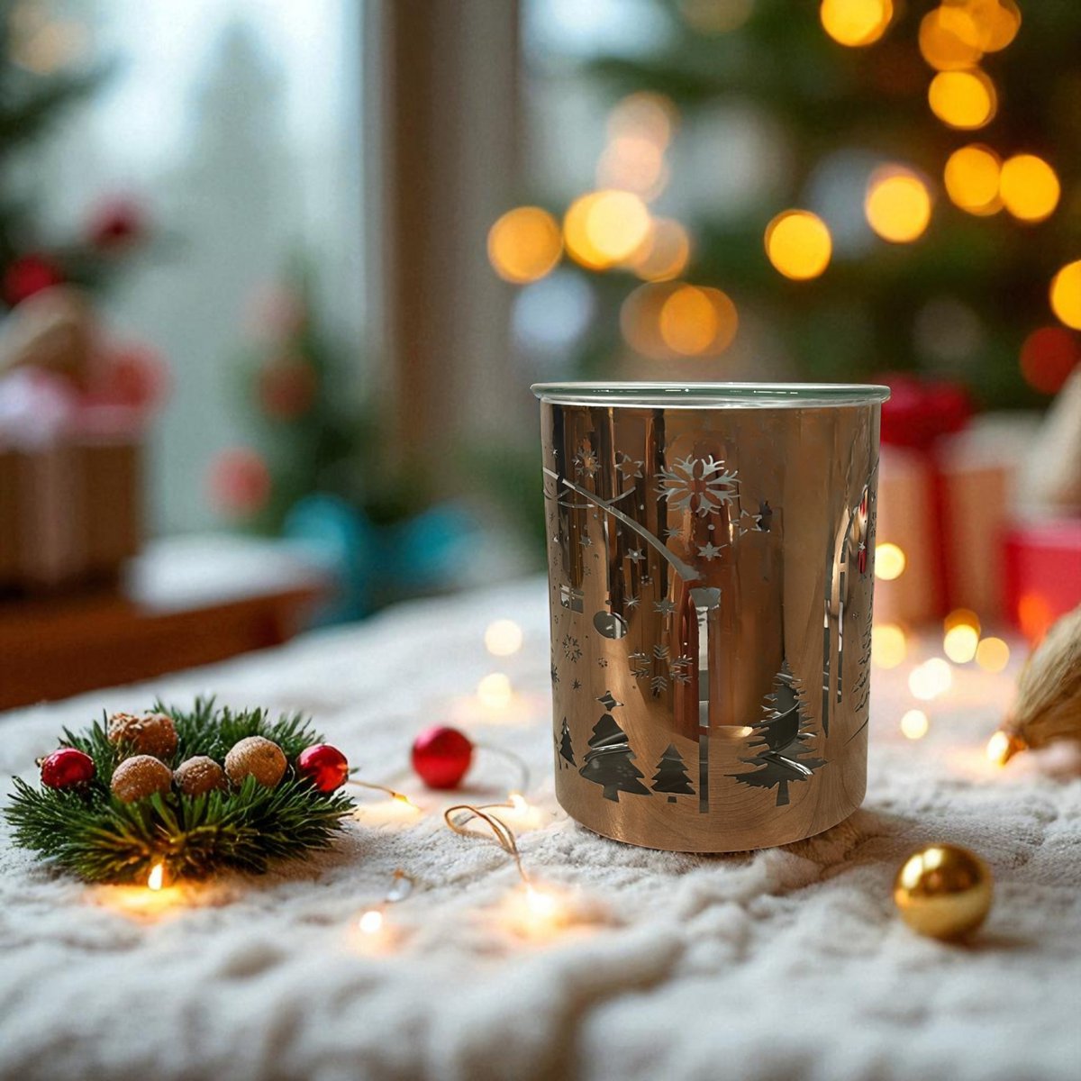 Brændt-parfum julemetallaserskæring-arch & rensdyr mønster-essentiel olier, voks og parfume-aftagelige glasskop-chic chic atmosfære