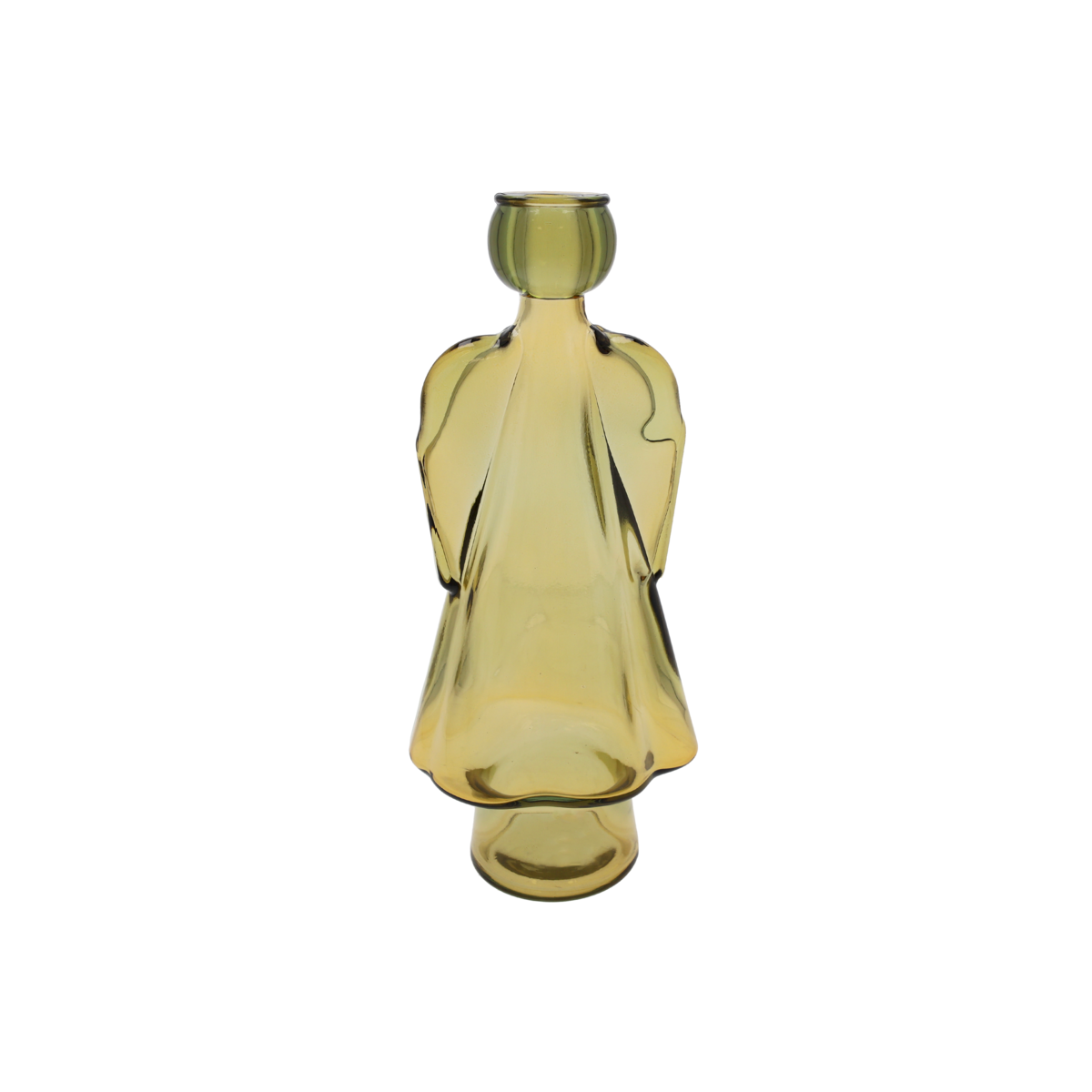 Yellow glass angel candle holder h 24x10x8 cm