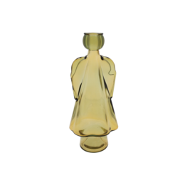 Yellow glass angel candle holder h 24x10x8 cm