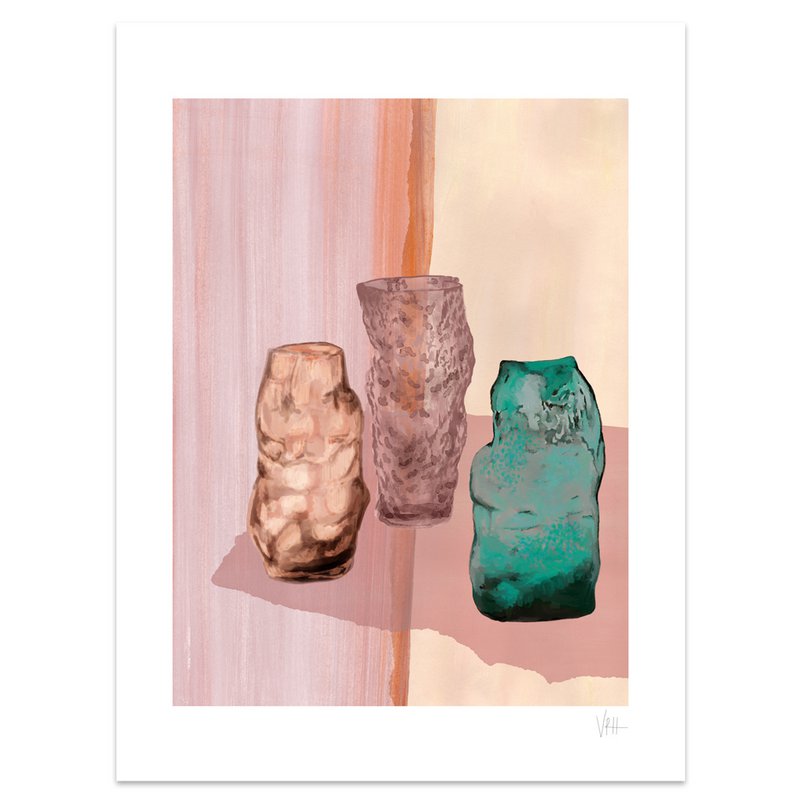 Aquarel glazen vaas abstracte print