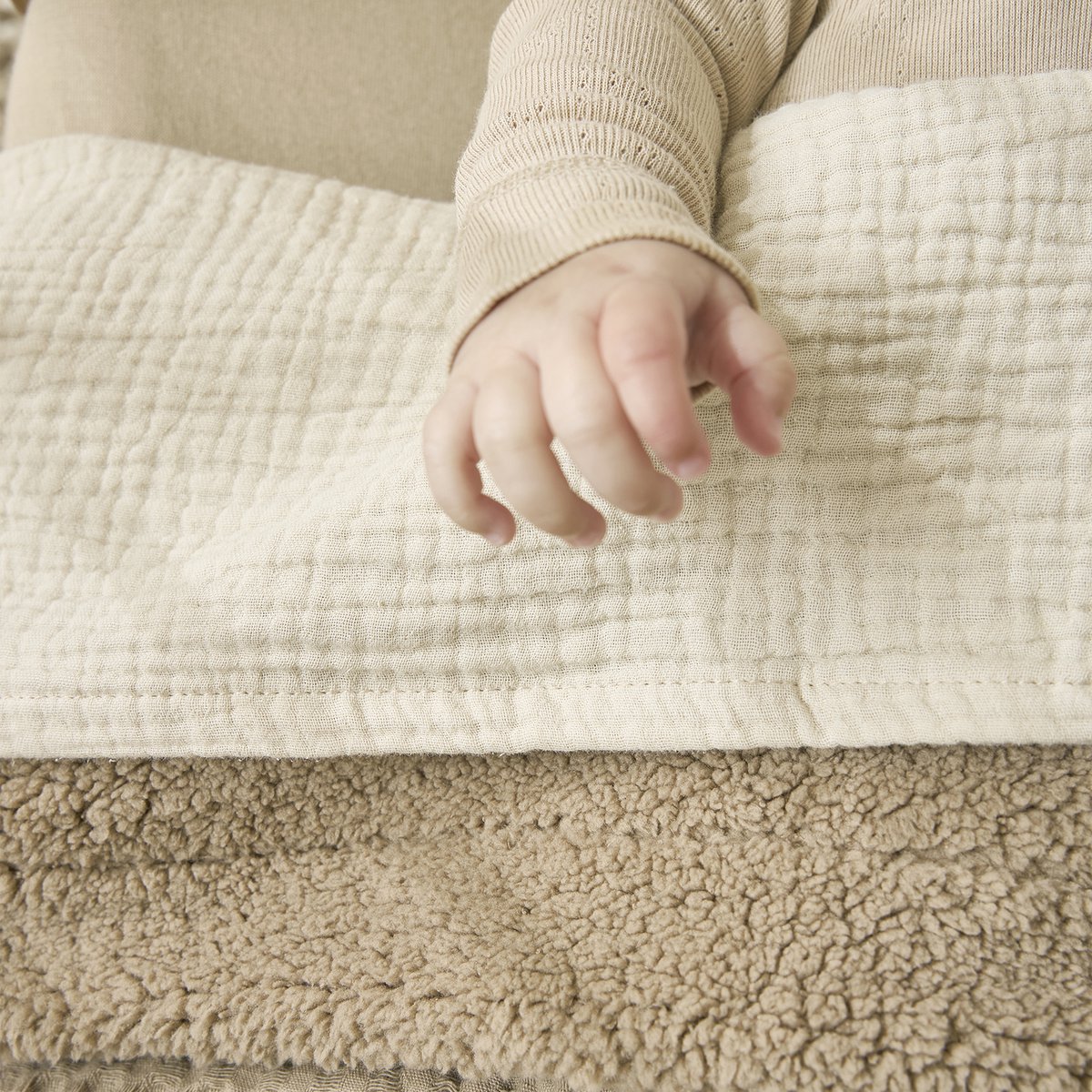 Blanket Waffle Teddy Taupe