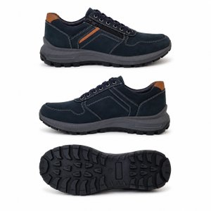 Leren sneakers met veters en ritssluiting.