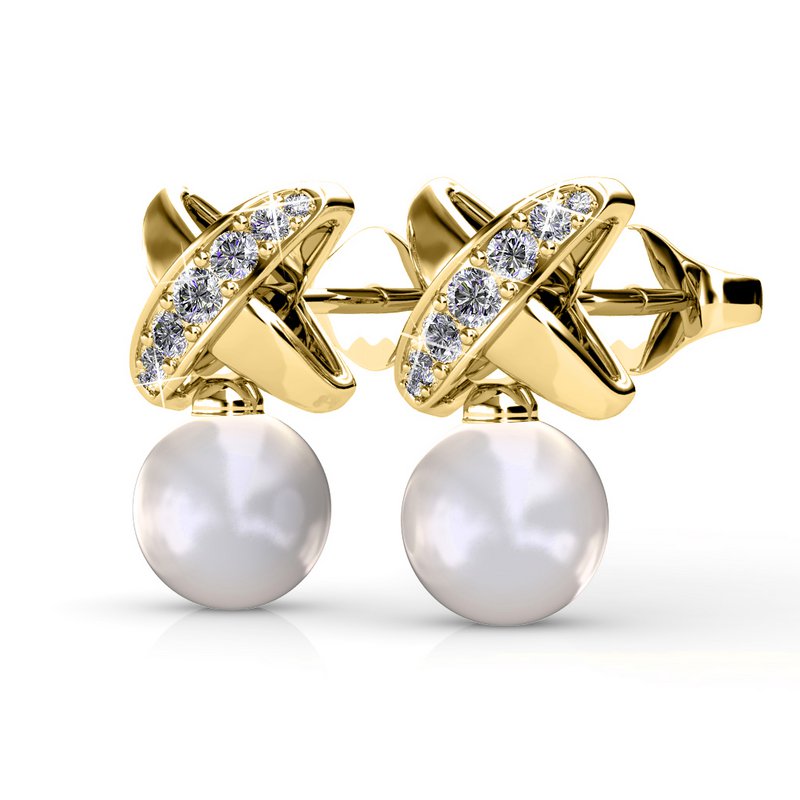 Pendientes Chris Pearl - Oro y Cristal