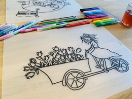 Wiederfärbbares Tischset Bakfiets Tulpen