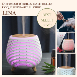 USB Ultrasonic Diffuser – Lina – Flerfarvet LED-belysning – Moderne og diskret – Dekorationsgave-idé