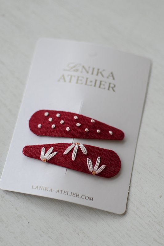 Horquillas para el pelo flor rojo burdeos