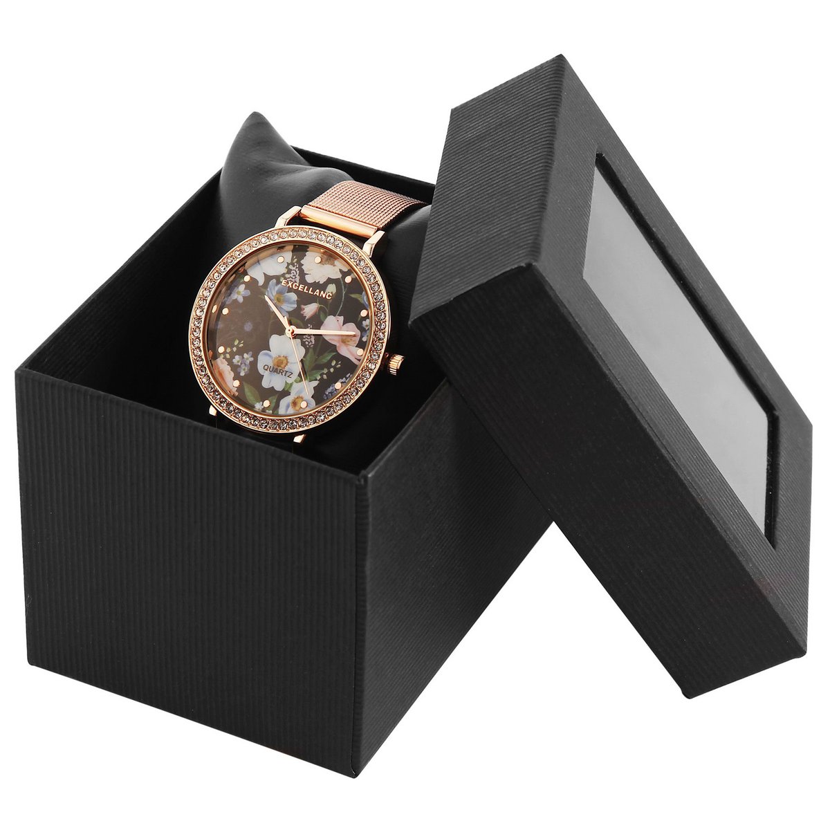 Geschenkverpackung für Uhren & Armbänder (12er-Pack) – mit Sichtfenster & Kissen, schwarz