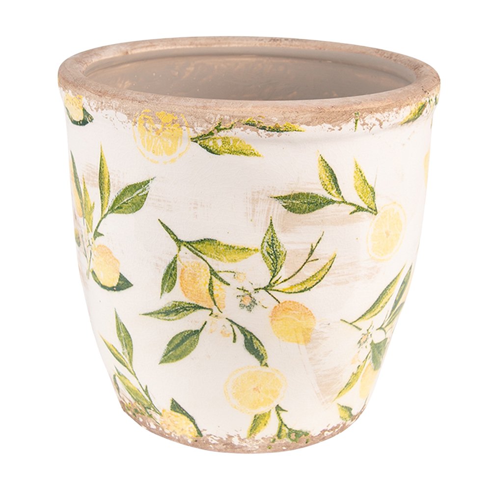 Flowerpot Ø 17x16 cm Yellow Ceramic Lemon Flowerpot Indoor