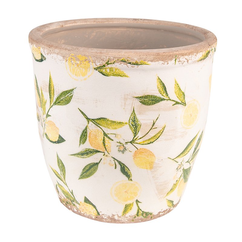 Flowerpot Ø 17x16 cm Yellow Ceramic Lemon Flowerpot Indoor