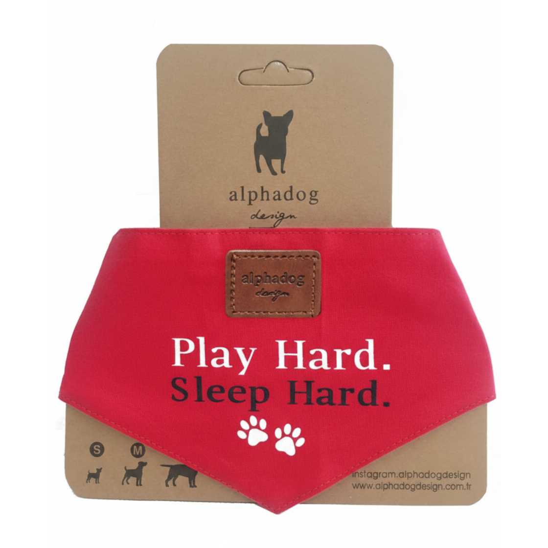 Alpha Dog "Play Hard" Cotton Dog Bandana Collection Play Red
