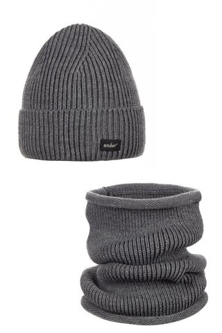SESIL wool hat and scarf - gray