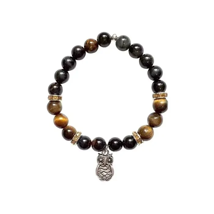 Armband Tijgeroog kralen met Uil