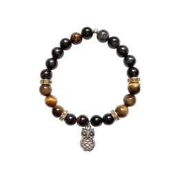 Armband Tijgeroog kralen met Uil