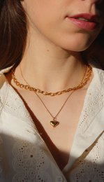 Linett - Gepofte gouden hart hanger ketting