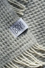 Wollen deken/knuffeldeken wafel licht graniet