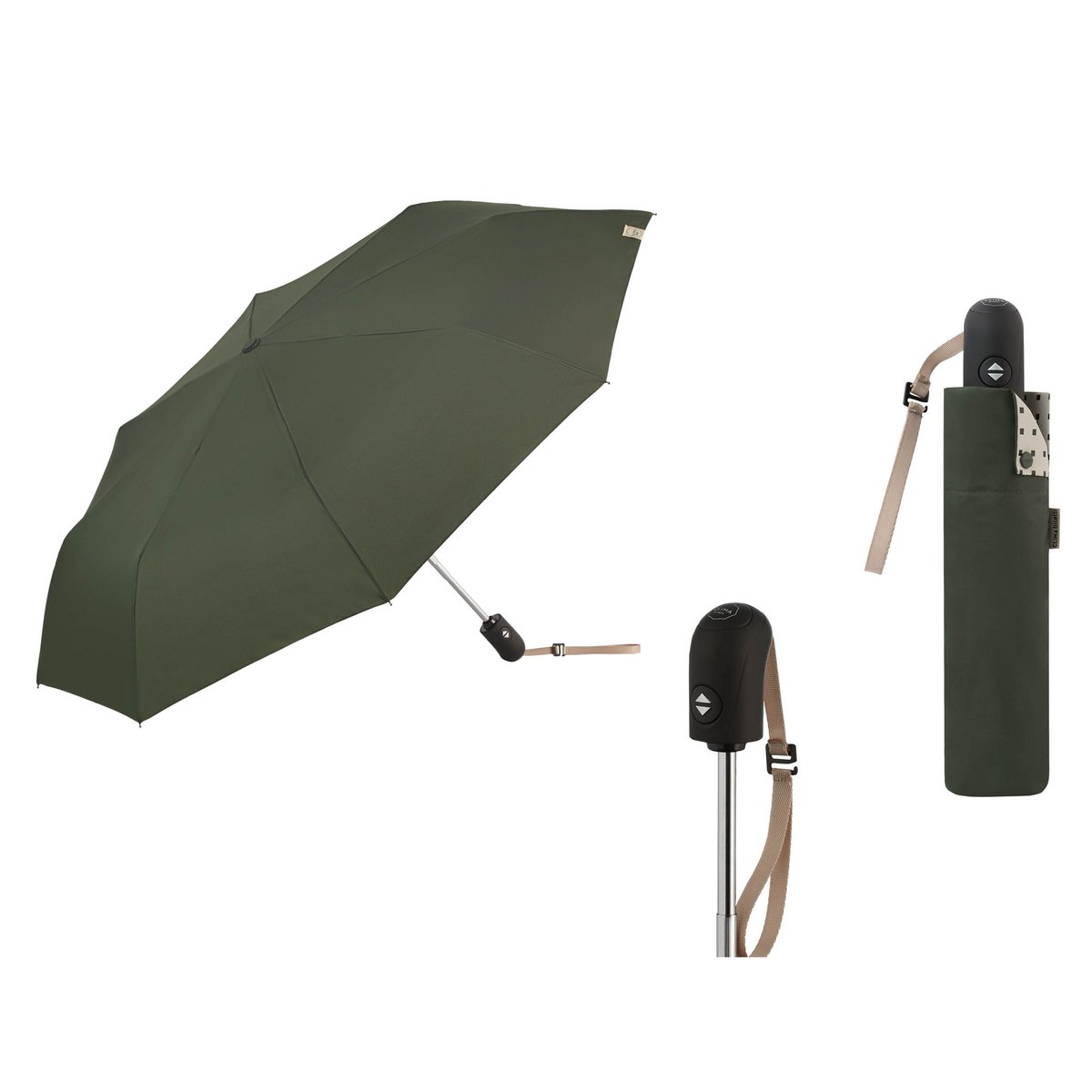 Otwórz i zamknij składany parasol „Color Block” | Wiatroodporny | Tkanina z recyklingu | Człowiek