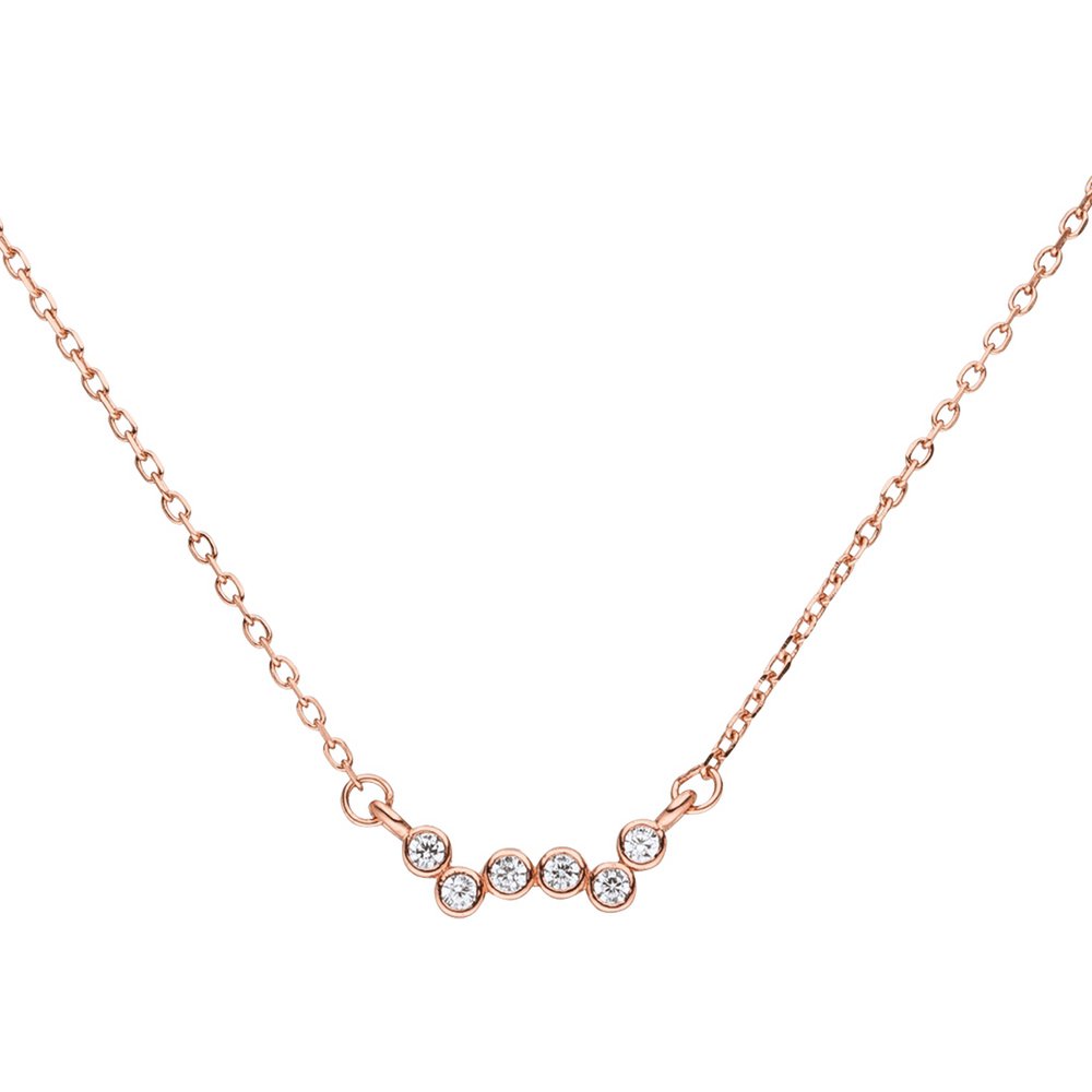 Chain with pendant 6 zirconia together 925 silver-rosé
