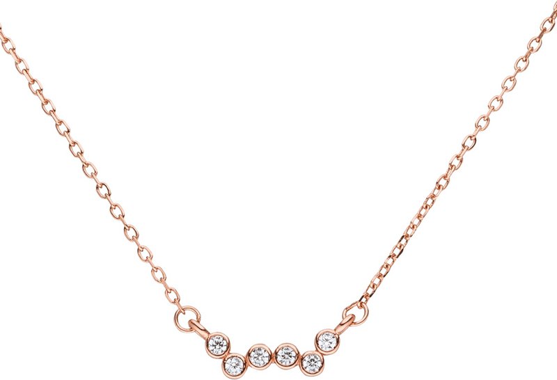Chain with pendant 6 zirconia together 925 silver-rosé