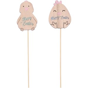 Wooden plug Eugen, 2 motifs, H6cm, rod: 24cm, na