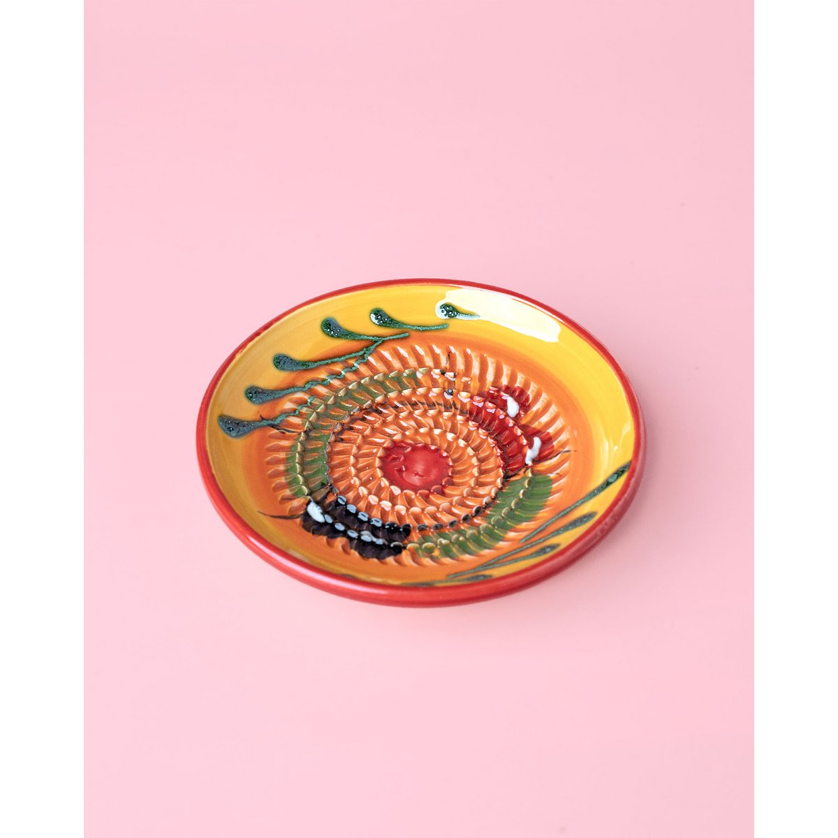 Rallador Plato de Cerámica Vintage Española - Rojo Pequeño - Provenzal