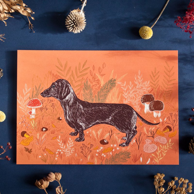 Poster A4 Herbstlicher Dackel