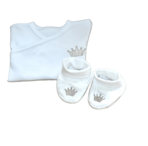 Jersey socks with embroidered silver crown