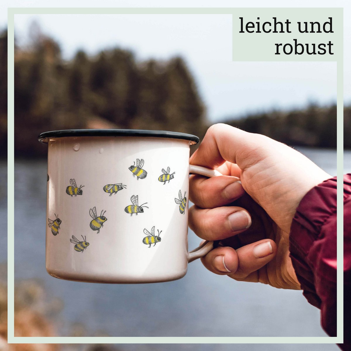 Emailletasse – Bienenschwarm