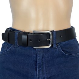 Herren- oder Damengürtel Schwarzes italienisches Leder - 4 cm breiter lässiger Damen- oder Herrengürtel aus Leder