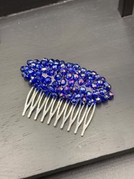 Peineta de cristal con iris azul para peinados de novia
