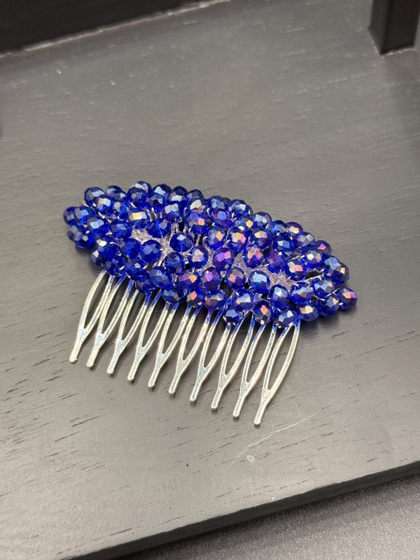 Peineta de cristal con iris azul para peinados de novia