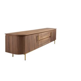 TV cabinet in walnut wood and gold steel 3227