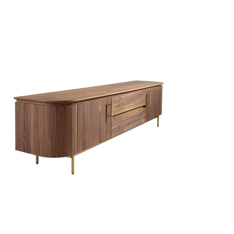 TV cabinet in walnut wood and gold steel 3227